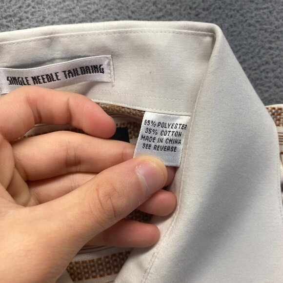 Bruno Conte Men's Button Up French Cuff Dress Shirt 17 1/2 34/35 Orange Striped - Picture 7 of 11